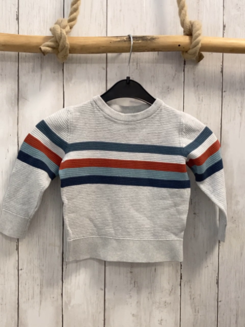   Pullover  Gr. 92  hellgrau petrol rosa mint graue Streifen Rippen 