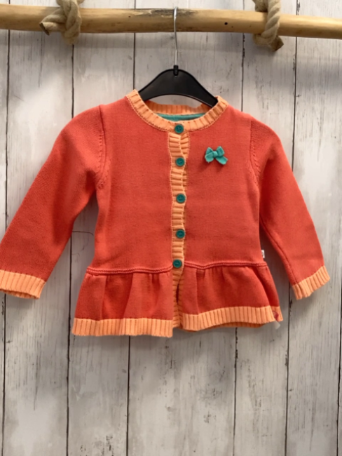 Liegelind Strickjacke Gr. 74  hellrot aprikot Bund türkis Knöpfe