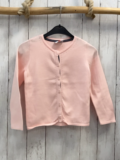  Strickjacke Gr. 116  rosa Lochmuster