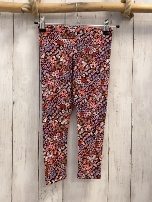 H&M Leggings Gr. 104  schwarz bunte Blumen Bund verstellbar