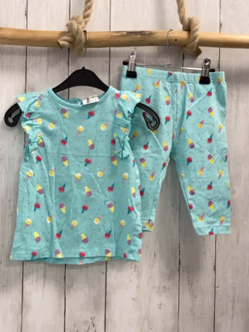 2tlg T-Shirt + Leggings Gr. 86  hellblau buntes Eis