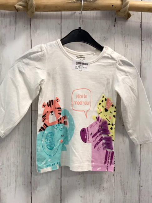  Langarmshirt Gr. 86  weiß bunte Tiere