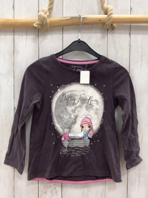  Langarmshirt Gr. 122  grau Mond Mädchen Katze