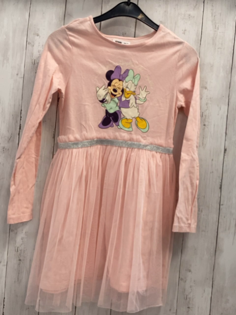 Sinsay  Kleid  Gr. 134  rosa Minnie Mouse + Daisy Duck Tüllüberrock silber Glitzergürtelband 