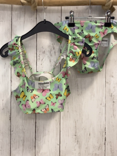 2tlg H&M  Bikini  Gr. 122/128  hellgrün bunte Schmetterlinge 