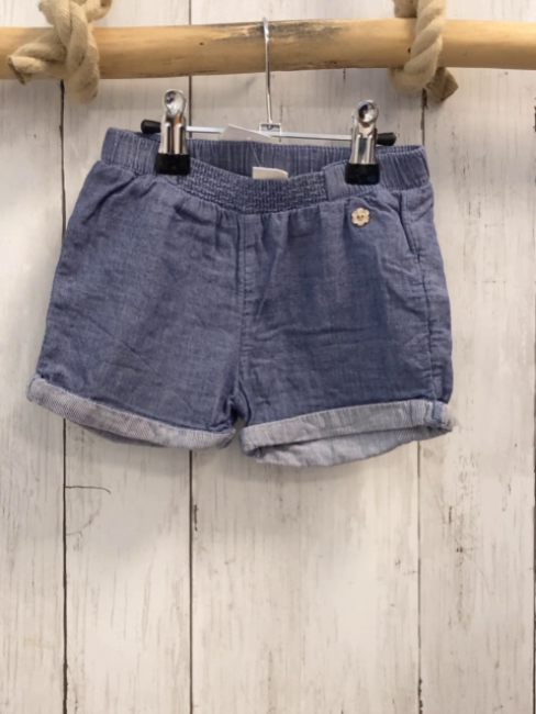 H&M Shorts  Gr. 74  blau Jeans Umschlag mit Streifen Gummizugbund 
