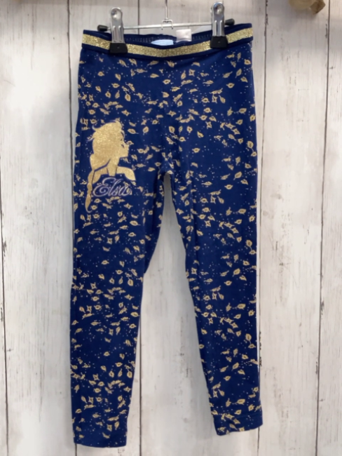 Frozen 2 Leggings  Gr. 98  blau goldene Blätter goldener Gitzerelsa-Kopf