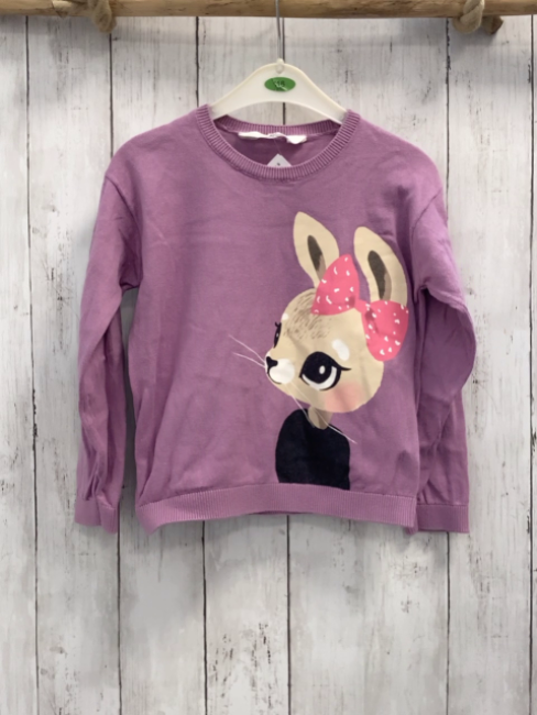 H&M  Pullover  Gr. 116  lavendel Srick Hase mit Schleife 