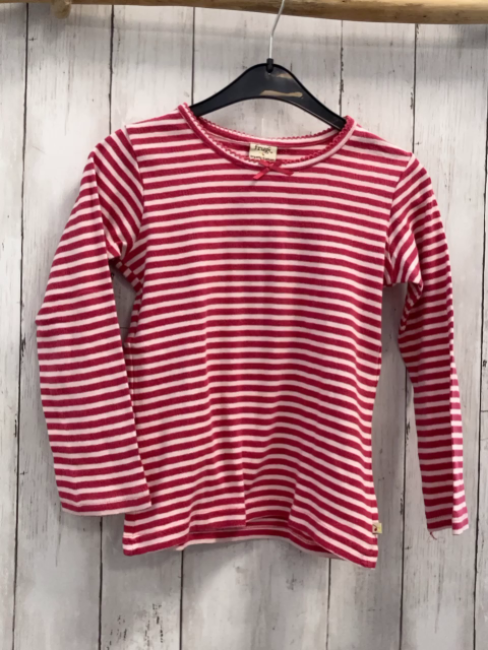 frugi langarmshirt Gr. 116  rosa pink gestreift Lochmuster