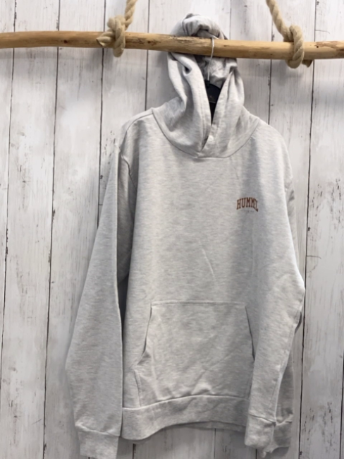 Hummel Pullover Gr. 176  grau Kapuze braune Schrift