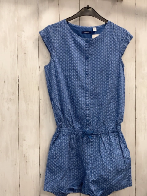 Okaidi  Playsuit Gr. 152  blau weiß mint Druck 