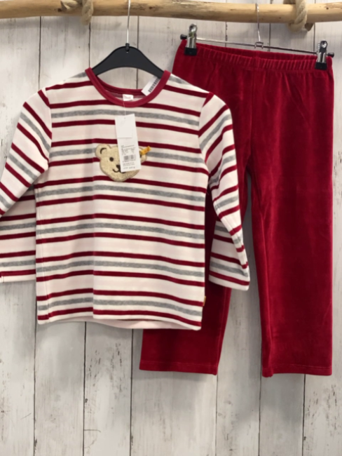 neu Steiff  Schlafanzug  Gr. 110  rot rosa grau weiße Streifen + rot Nicky NP 44, 95 € 