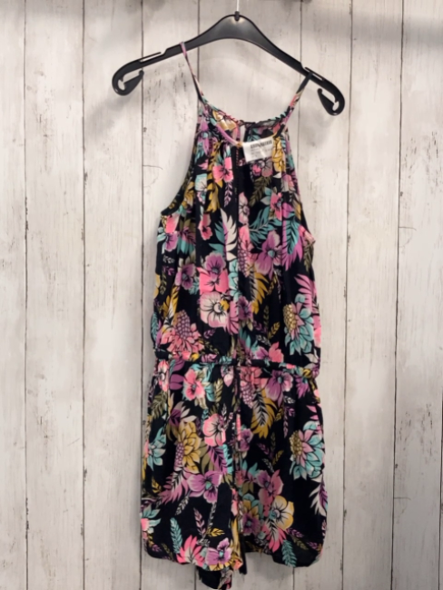  Playsuit  Gr. 152  schwarz bunte Blüten + Blätter 