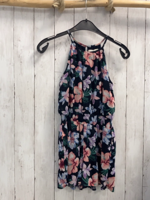 Abercrombie  Playsuit  Gr. 146/152 blau bunte Blüten grüne Blätter 