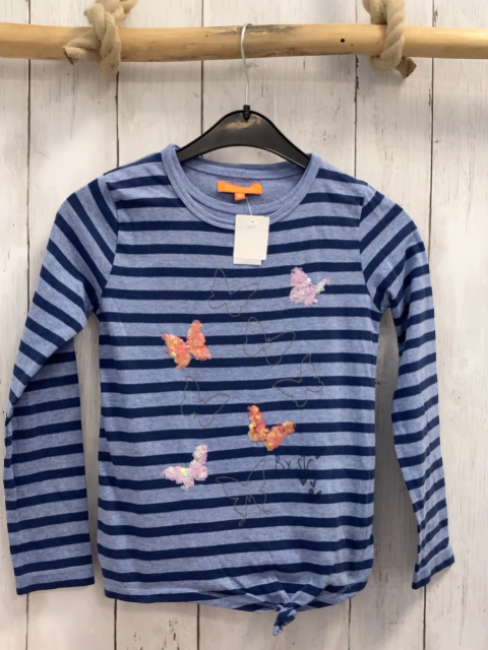 Staccato  Pullover  Gr. 104  blau hellblau Streifen Schmetterlinge mit Pailetten 