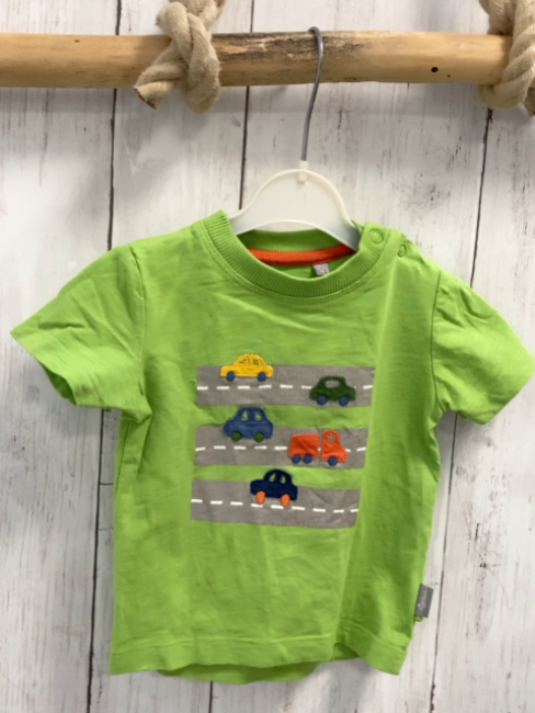 Sigikid  T-Shirt Gr. 74  hellgrün Straße mit Fahzeugen 