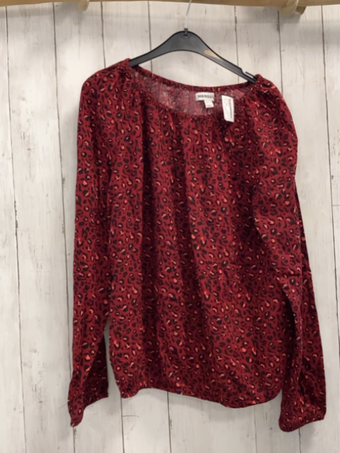 manguun Bluse  Gr. 158  rot schwarz rosa Leoprint