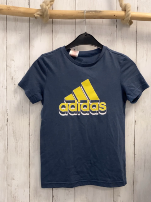 Adidas  T-Shirt  Gr. 140  blau + gelb weiße Schrift 