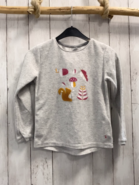  Pullover Gr. 128  grau Nicky Blätter Haselnüsse Eichhörnchen