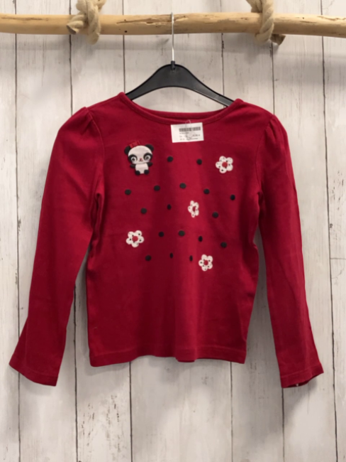Gymboree Langarmshirt Gr. 128  rot schwarze Punkte Blumen Panda