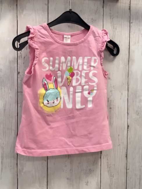   T-Shirt Gr. 104  rosa weiße Schrift Eis Hase 