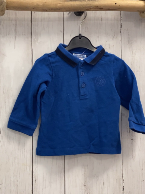 Jacadi  Poloshirt lang  Gr. 74  blau dunkelblauer Bund 