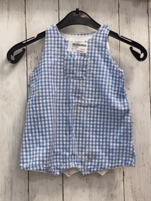Petit Bateau  Latzshorts  Gr. 74  hellblau weiß kariert 