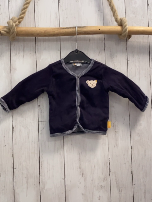 Steiff  Sweatjacke  Gr. 62  blau + blau hellgrauer Streienbund 