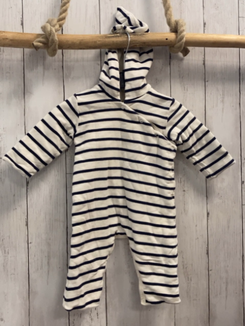 Petit Bateau  Overall  Gr. 68  weiß blaue Streifen gefüttret 