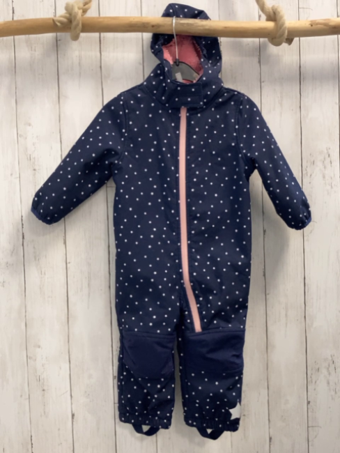  Softshelloverall Gr. 86  blau weiße Sterne rosa Reißverschluss