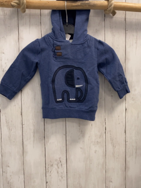  Pullover  Gr. 80  blau Kapuze Elefant 