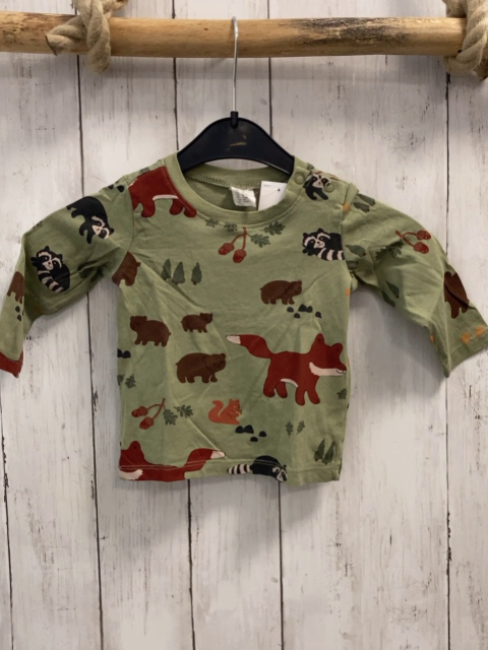 H&M  Langarmshirt  Gr. 68  mint Walditere Bäume 