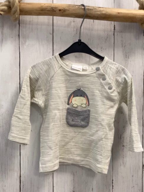 Bornino Langarmshirt Gr. 62  weiß graue streifen Esel