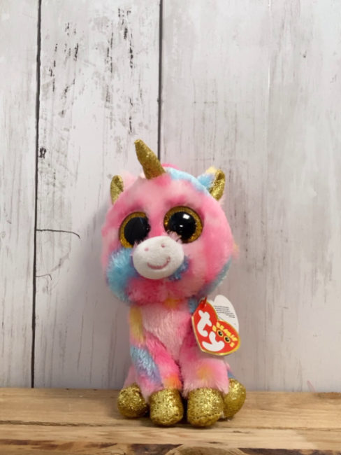 neu Ty  Plüschspielzeug  pink buntes Tier mit goldenen Glitzerfüßen Fantasia 