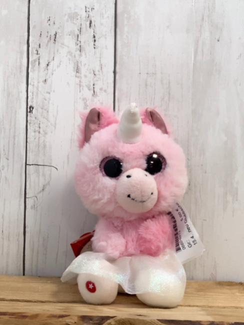 neu Glubbschis  Plüschspielzeug  rosa Einhorn mit weißem Rock