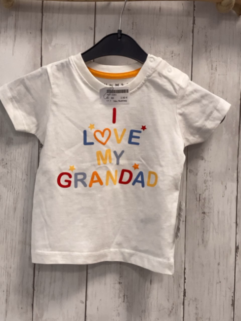 neu Nutmeg  T-Shirt  Gr. 80  weiß bunt Schrift Sterne 