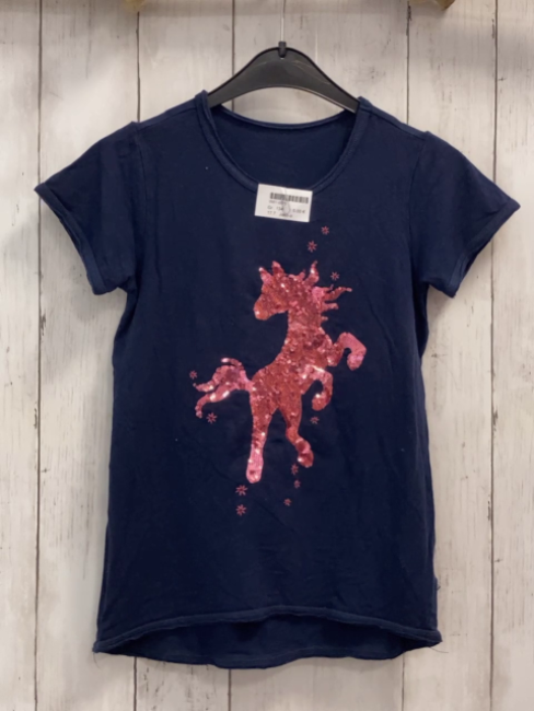 Jako-o  T-Shirt  Gr. 134  blau rosa Pailetteneinhorn 