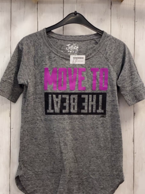   T-Shirt  Gr. 146/152  grau pink schwarz Schrift 