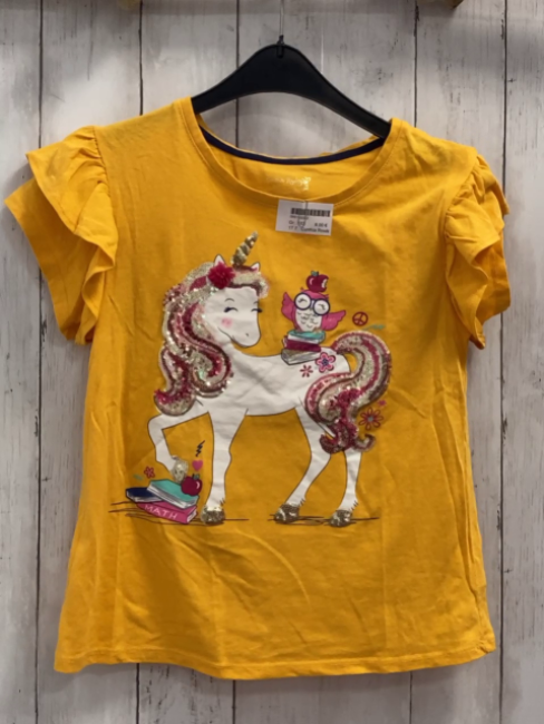 Cynthia Rowley T-Shirt  Gr. 152  gelb Einhorn mit Paileten 