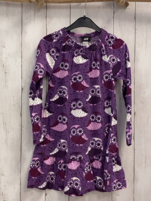 H&M  Kleid  Gr. 116  lila Eulen Punkte 