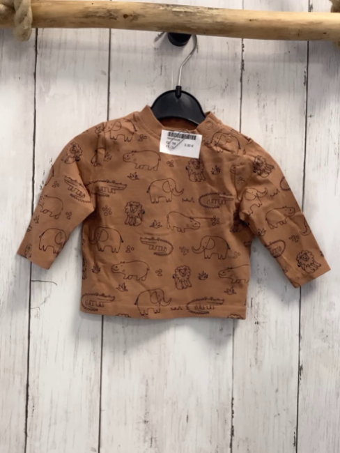   Langarmshirt  Gr. 56  hellbraun Wilde Tiere 