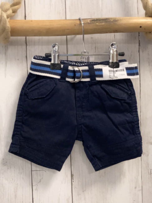 2tlg  Shorts + Gürtel  Gr. 68  blau + blau hellblau weiß gestreift 