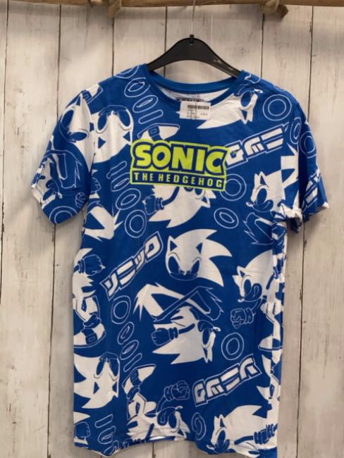 Sonic  T-Shirt  Gr. 152  blau weißer Druch Sonic hellgrüne Schrift 