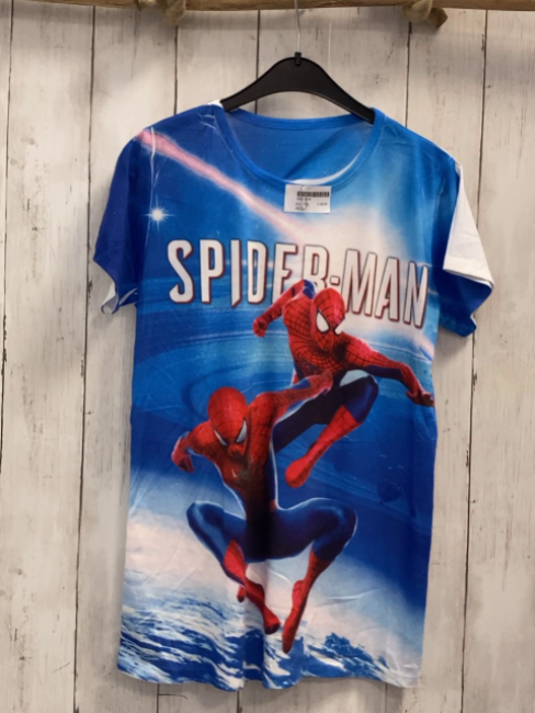   T-Shirt  Gr. 152  hellblau weiß Spiderman Schrift 