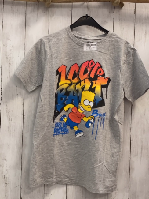   T-Shirt  Gr. 152  grau bunte Schrift Simpsons 