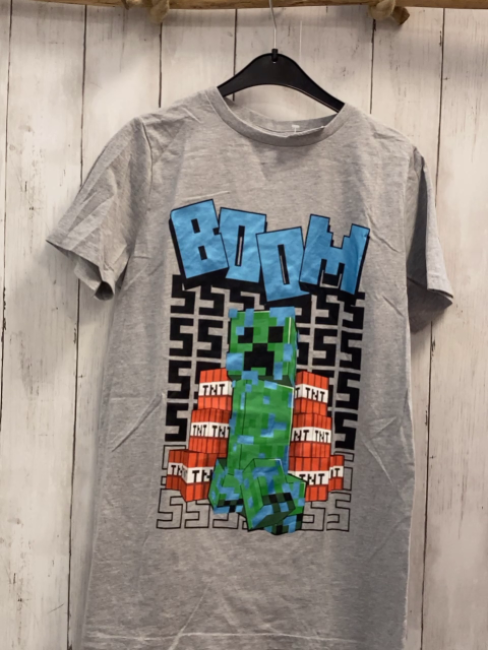 Minecraft  T-Shirt  Gr. 158/164  grau Figuren Schrift minecraft 