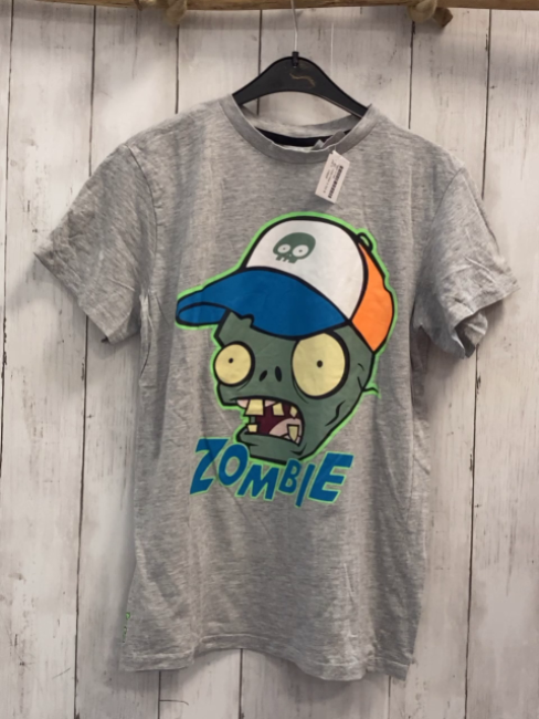 H&M  T-Shirt  Gr. 158/164  grau Kopf Schrift 