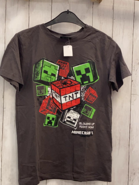 Minecraft  T-Shirt  Gr. 158/164  grau rot grün weiße Figuren Minecraft 