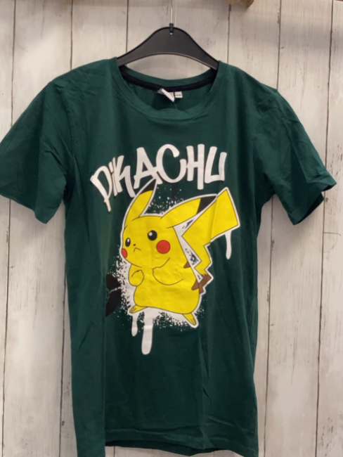   T-Shirt  Gr. 158/164  grün Pikachu weiße Schrift