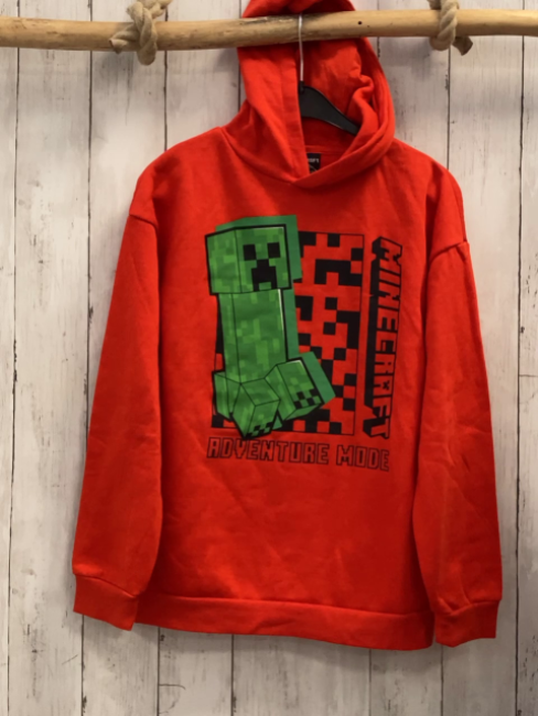 Minecraft  Pullover  Gr. 152  rot Kapuze grüne Figur schwarze Schrift Minecraft 